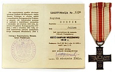Julian Ochnik - Krzy Kampanii Wrzeniowej 1939 r nadany przez Ministerstwo Spraw Wojskowych, Londyn 1985 r.