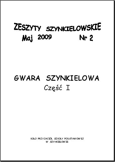 Zeszyty Szynkielowskie. Nr 2. GWARA